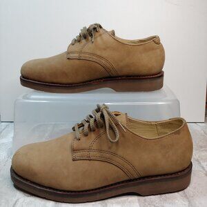 LL Bean Shoes Men's 8 M Beige Tan Nubuck Suede Lace Up Vibram Soles Oxford